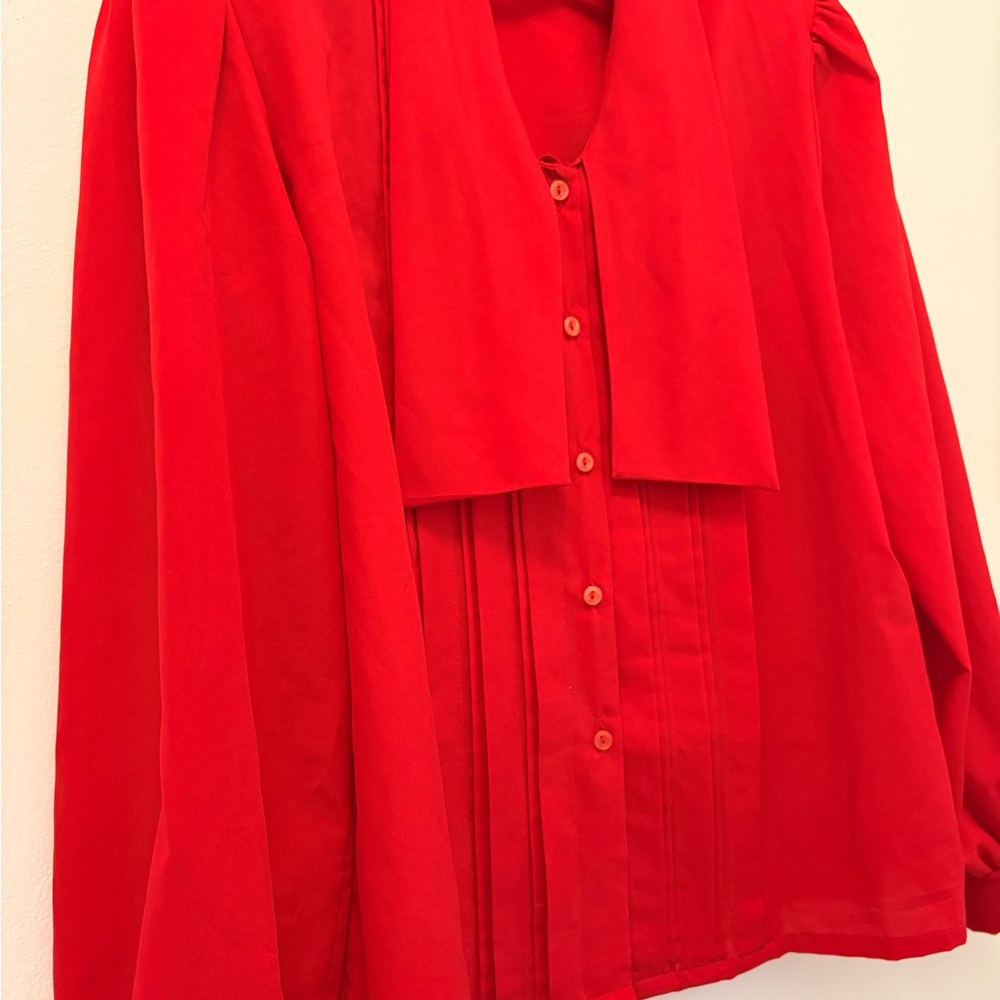 Vintage Judy Bond Red Button-Up Blouse Style 17820 Size 16 - Picture 3 of 11